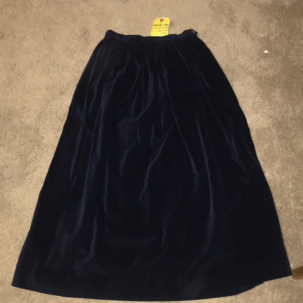 NWT Vintage long navy velvet skirt